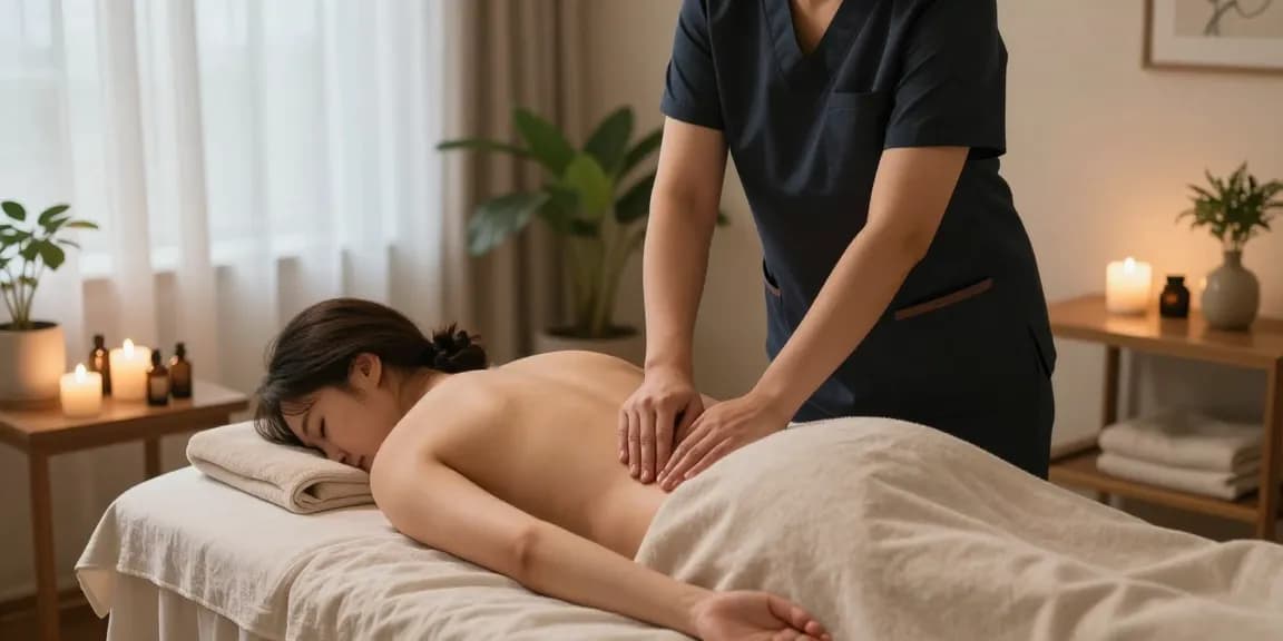 Relaxation therapy by a professional offering 의정부출장마사지 in a tranquil home setting.