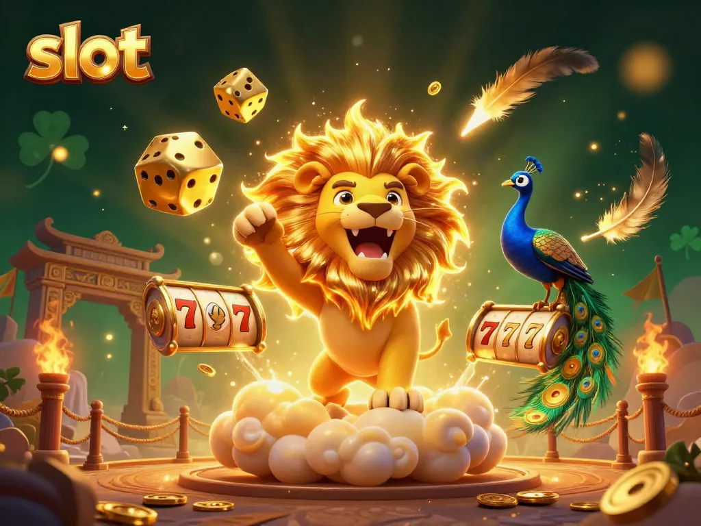 Win big with dynamic slot symbols and vibrant characters in this stunning casino illustration.