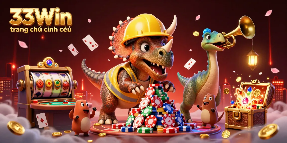 Engage in action at 33Win trang chủ chính thức, showcasing a vibrant casino scene with detailed characters.