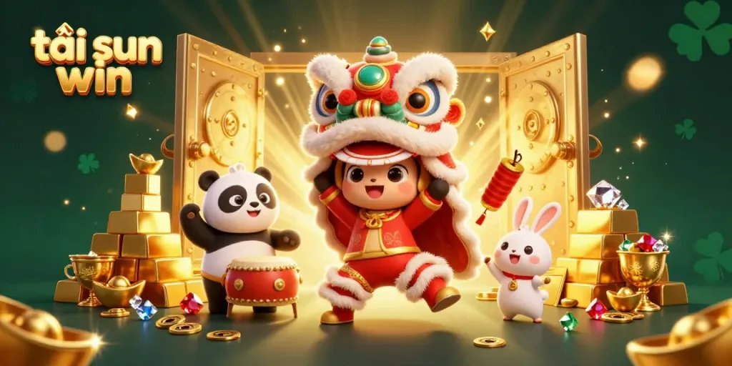 Experience thrilling wins with tải sun win in a vibrant casino scene featuring lucky charms and treasures.