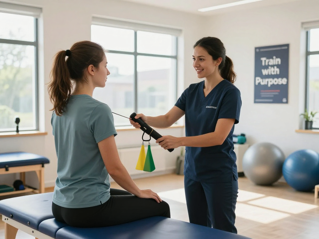 Patient receiving Scarborough Maine Physical Therapy in a bright, supportive clinic environment.