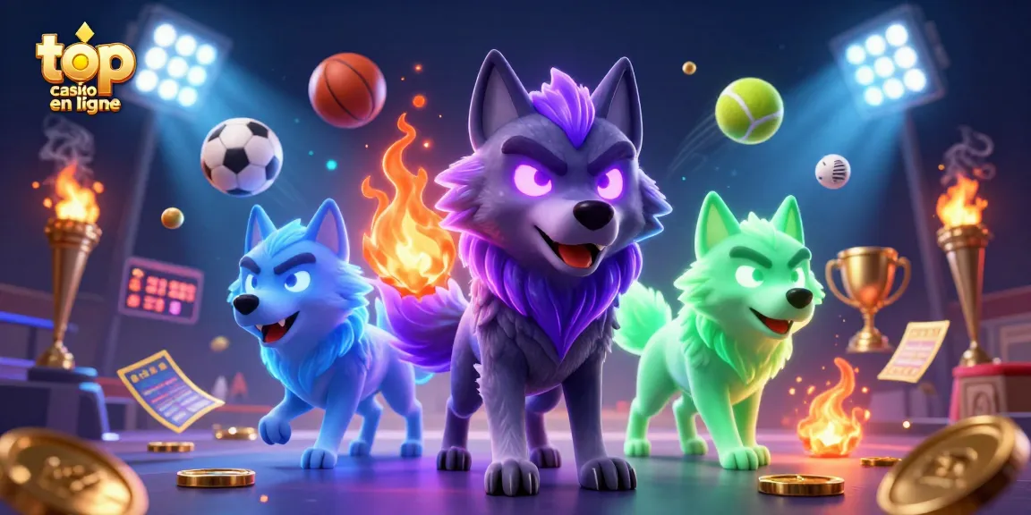 jeux de casino avec top casino en ligne mettant en scène une meute de loups fantômes et des éléments sportifs