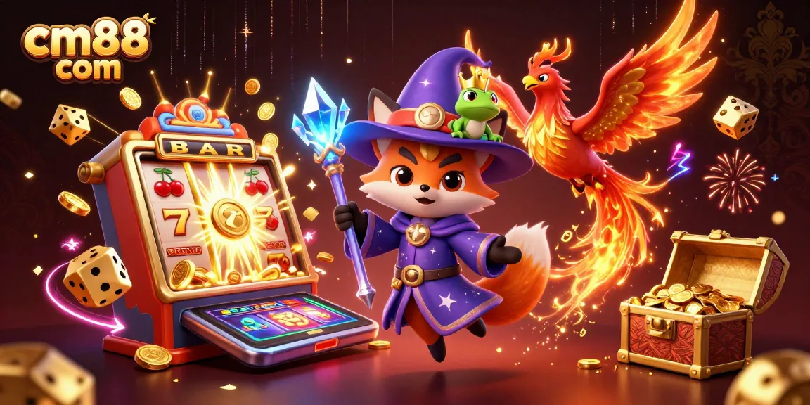 Experience thrilling gaming action with cm88 com, featuring vibrant, dynamic casino elements and characters.