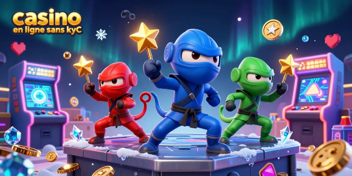 Jouer dans un casino en ligne sans KYC avec des chameleons ninjas et des éléments de jeu colorés.