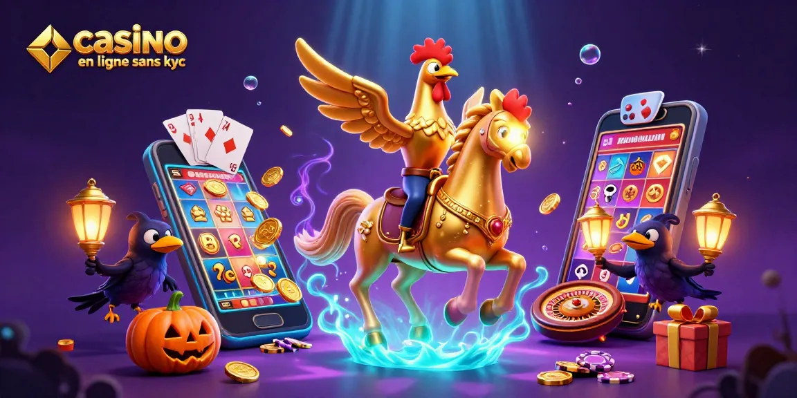 Jouez dans un casino en ligne sans KYC avec un coq doré et des amis au casino mystérieux.