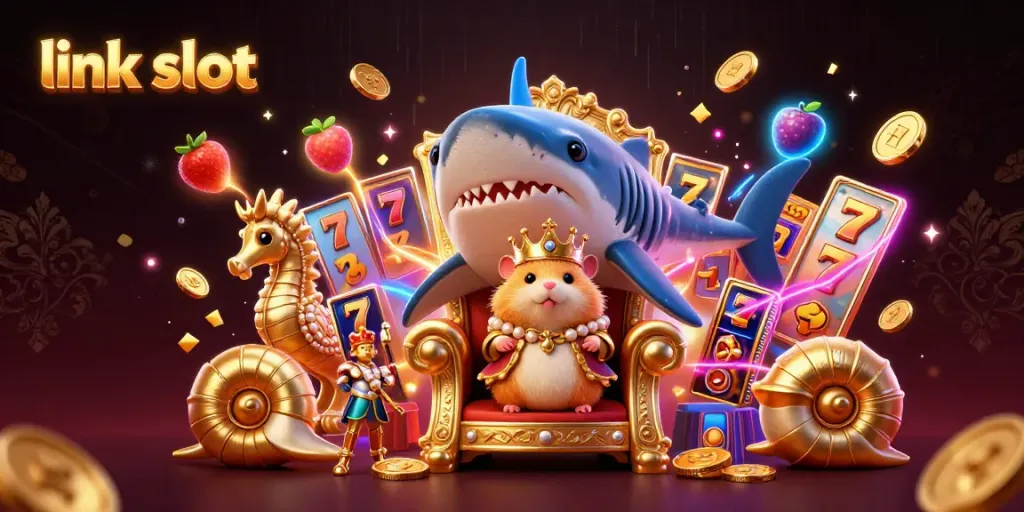 Experience link slot action with a fierce golden hamster king and dynamic casino elements.