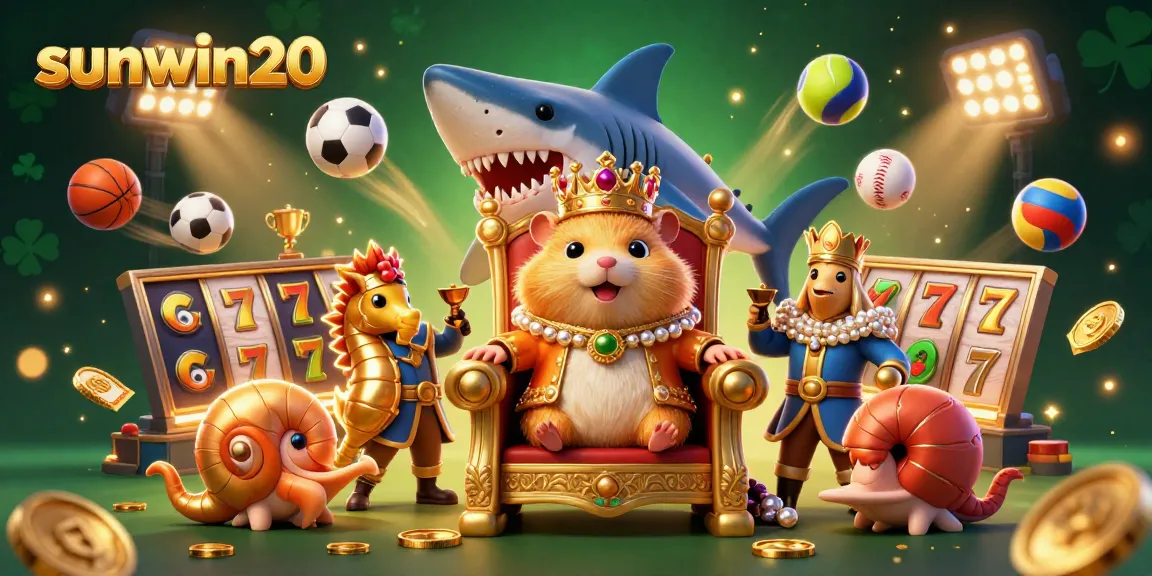 Spin the reels with sunwin20 in an engaging casino-themed scene featuring dynamic sports elements.