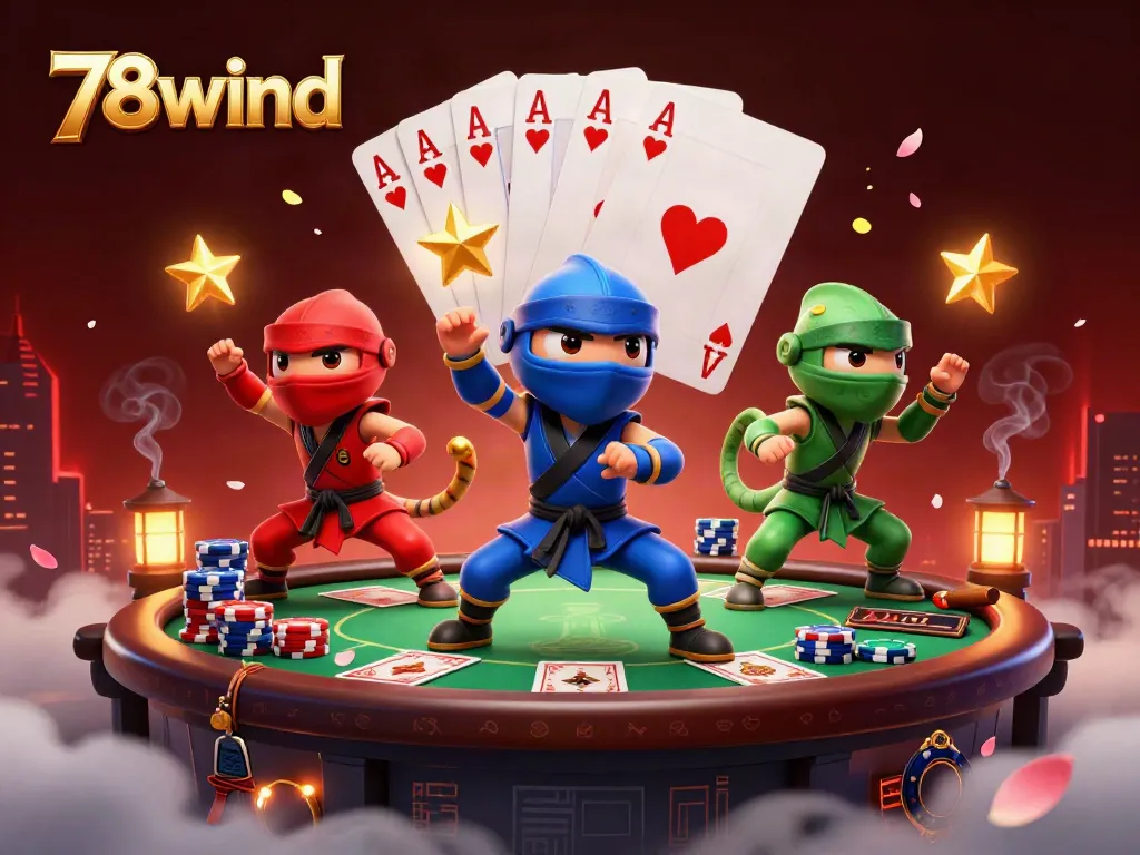 Experience thrilling action with 78wind chameleon ninjas at a vibrant casino scene.