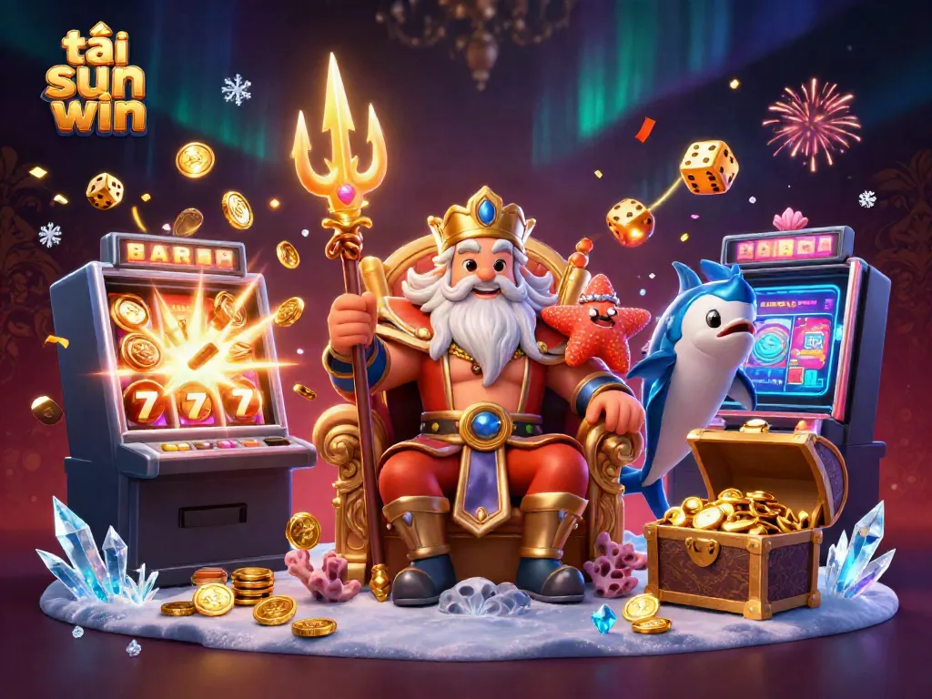 Experience the thrill of downloading tải sun win with enchanting 3D casino imagery featuring Neptune and dynamic gaming elements.