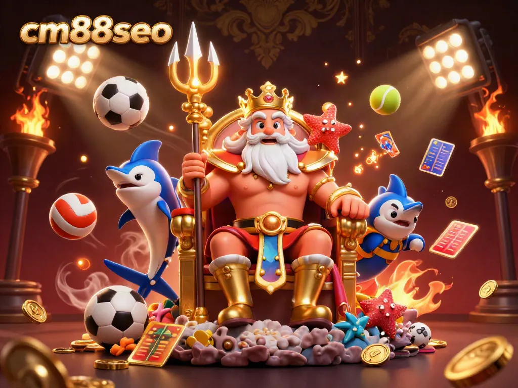 Experience dynamic gameplay at cm88seo with Neptune and sports-themed elements in a vibrant scene.