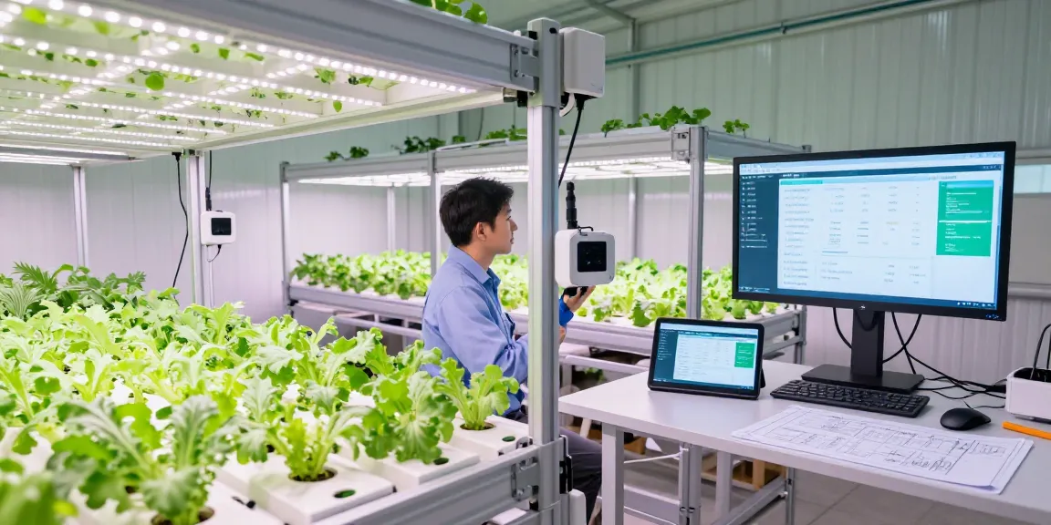 View of cika4d login in a modern indoor agriculture facility with plants growing under LED lights.