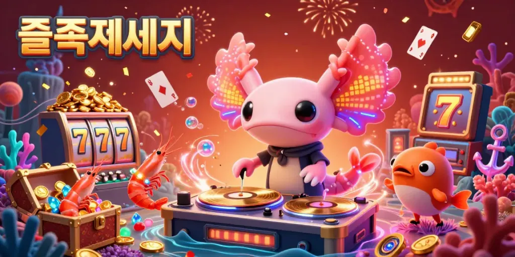 Experience thrilling slot gaming in a vibrant underwater casino scene filled with dazzling characters and elements, showcasing 슬롯사이트 gameplay.