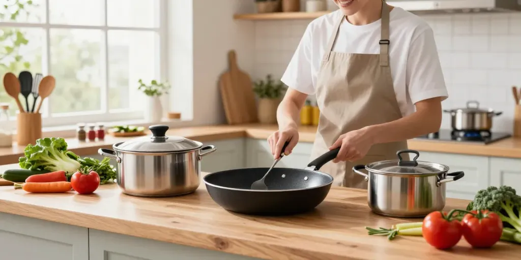 CookWare Price in Bangladesh showcased in a modern kitchen with a chef preparing fresh meals.