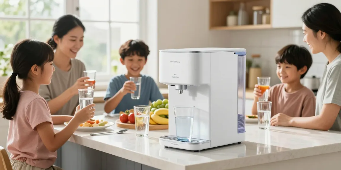 Waterdrop WFD-40W-L-A Water Filter Dispenser in a bright kitchen, trusted local service provider promoting clean water solutions.
