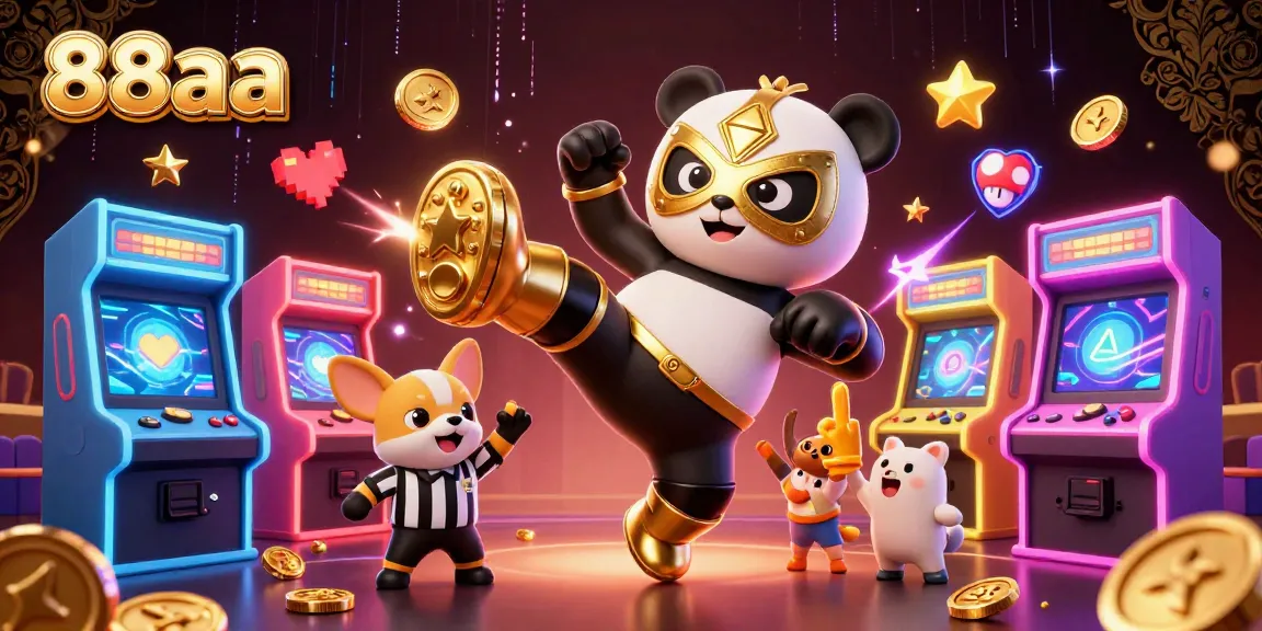 88aa features a lively casino scene with panda and chihuahua characters showcasing excitement in gambling.
