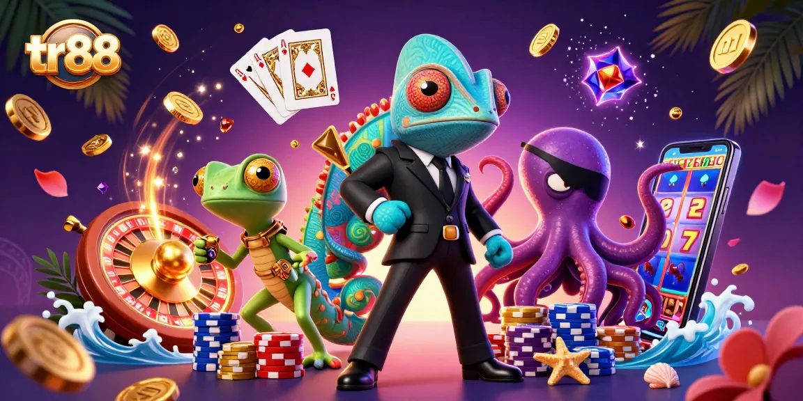 Engage with tr88's thrilling gaming world as vibrant characters showcase an exhilarating casino adventure.
