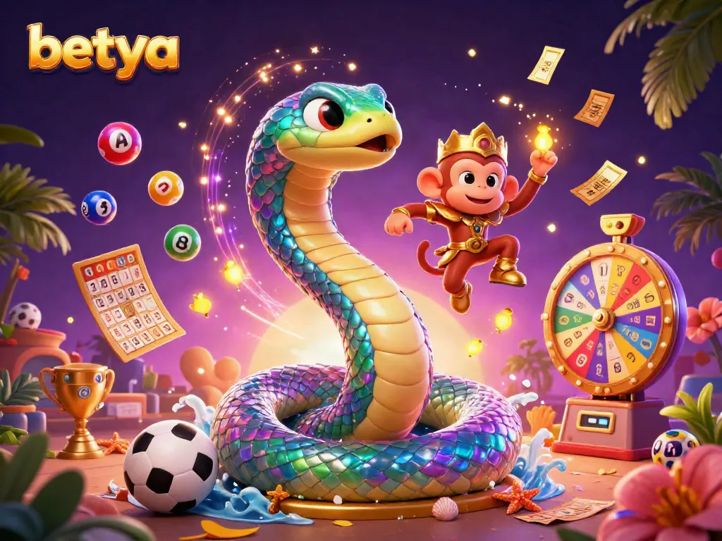 Betya sports betting illustration with dynamic elements like sports balls and betting slips.
