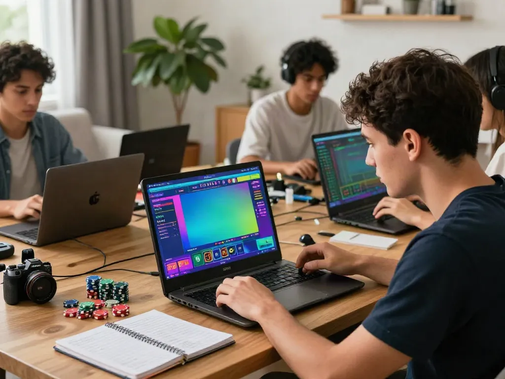 Engaged players in a vibrant togel online environment with gaming technology.