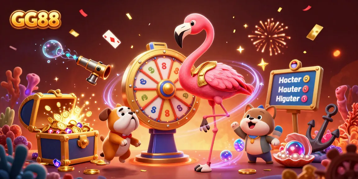 Experience the excitement of GG88 with vibrant characters and gameplay elements in a dynamic casino scene.