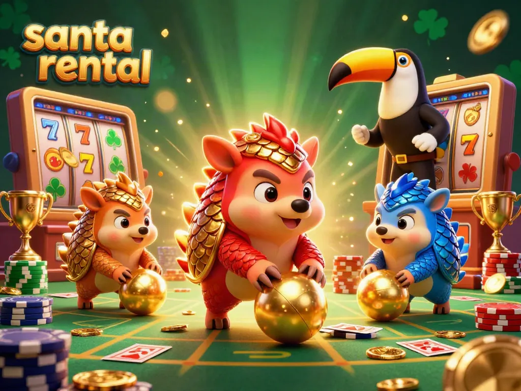 Experience the excitement of a santa rental with dynamic pangolins immersed in a casino-themed celebration.