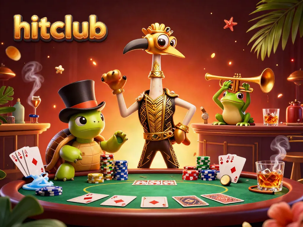 Engage in thrilling gameplay at hitclub with vibrant poker elements and lively cartoon characters.
