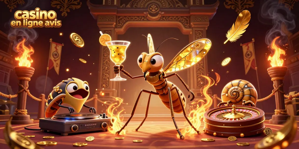 Casino en ligne avis : illustration d'une ambiance de casino dynamique avec des personnages animés.