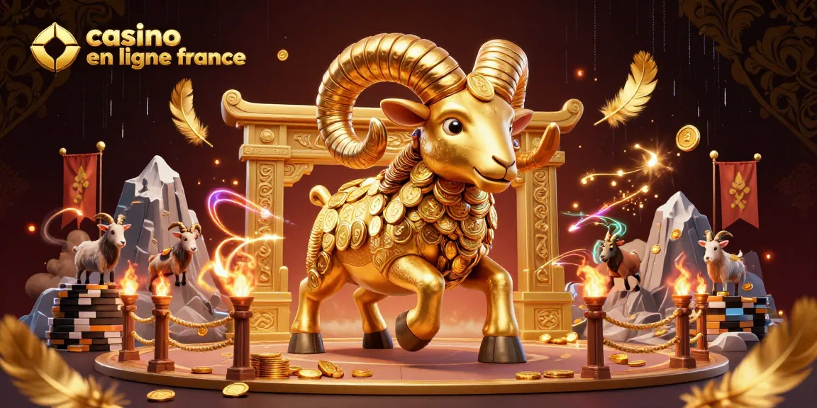 Plongez dans l'ambiance captivante d'un casino en ligne France avec ce puissant bélier doré symbolisant la chance.