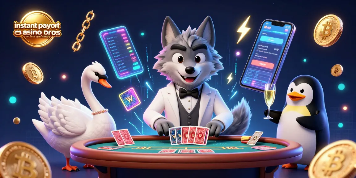 Experience instant payout casinos online real money with vibrant characters and neon elements in a lively casino setting.