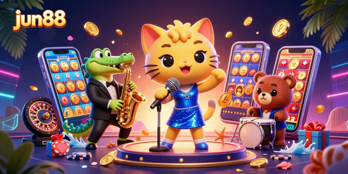 Experience the excitement of jun88 casino games with colorful slots and lively characters.